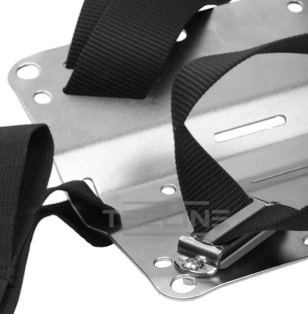 Harness Tecline DIR, einstellbar mit 3 mm Edelstahl-Backplate (mit Tecline-Logo)